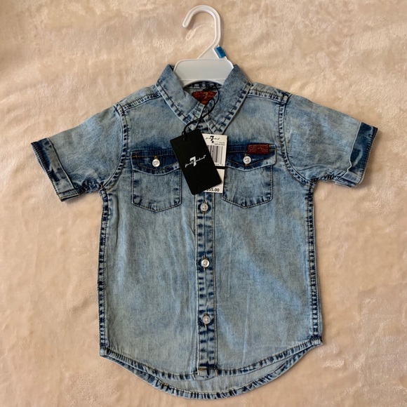 NWT 7 For All Mankind Boys Button Shirt Pants Set - Picture 4 of 6